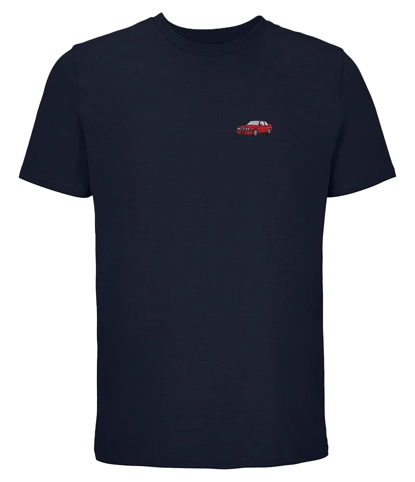 T-shirt Overcut French marine à broderie BMW M3, vue de face