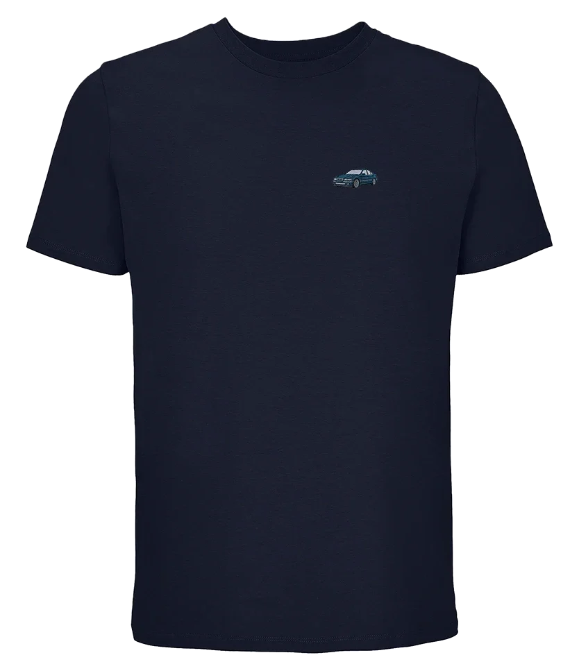 T-shirt Overcut French marine à broderie BMW M5 E39, vue de face