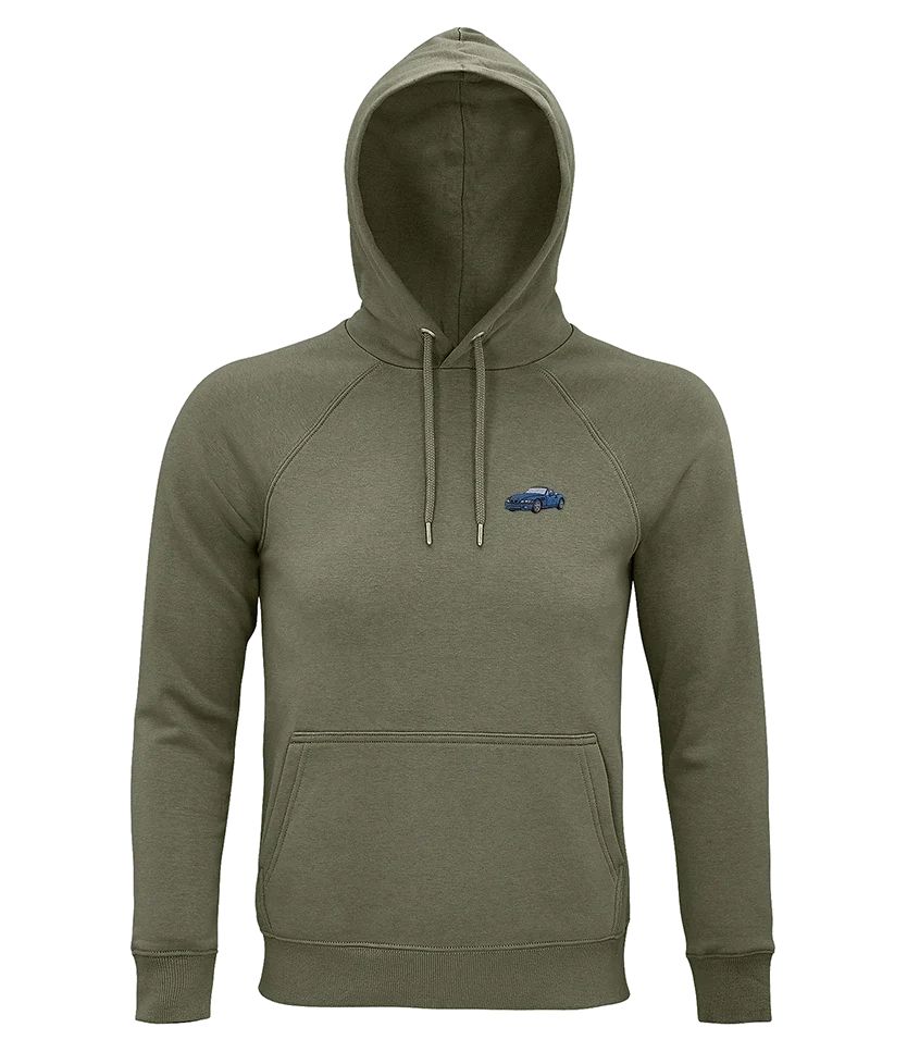 Sweat à capuche Overcut kaki à broderie BMW Z3, vue de face