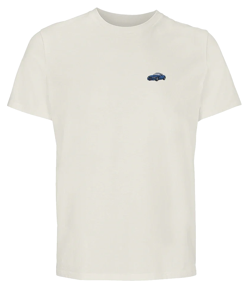 T-shirt Overcut écru à broderie BMW Z3, vue de face