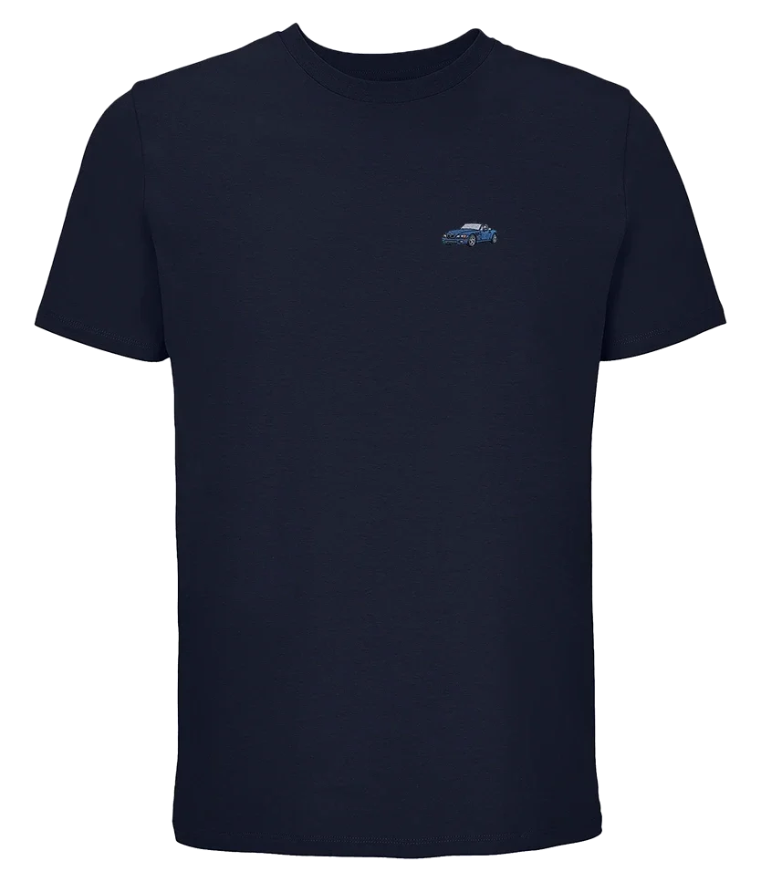 T-shirt Overcut French marine à broderie BMW Z3, vue de face