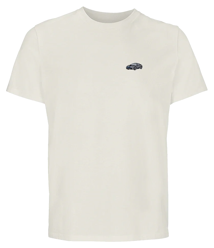 T-shirt Overcut écru à broderie BMW i8, vue de face