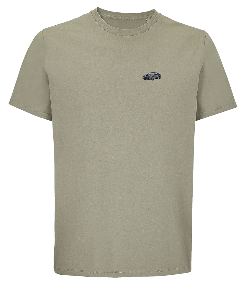 T-shirt Overcut kaki à broderie BMW i8, vue de face
