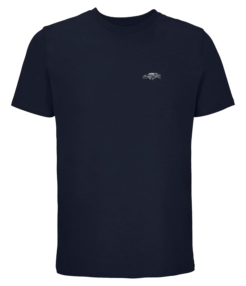 T-shirt Overcut French marine à broderie BMW i8, vue de face