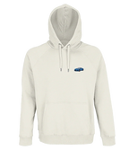 Sweat à capuche Overcut écru à broderie Bugatti Chiron, vue de face