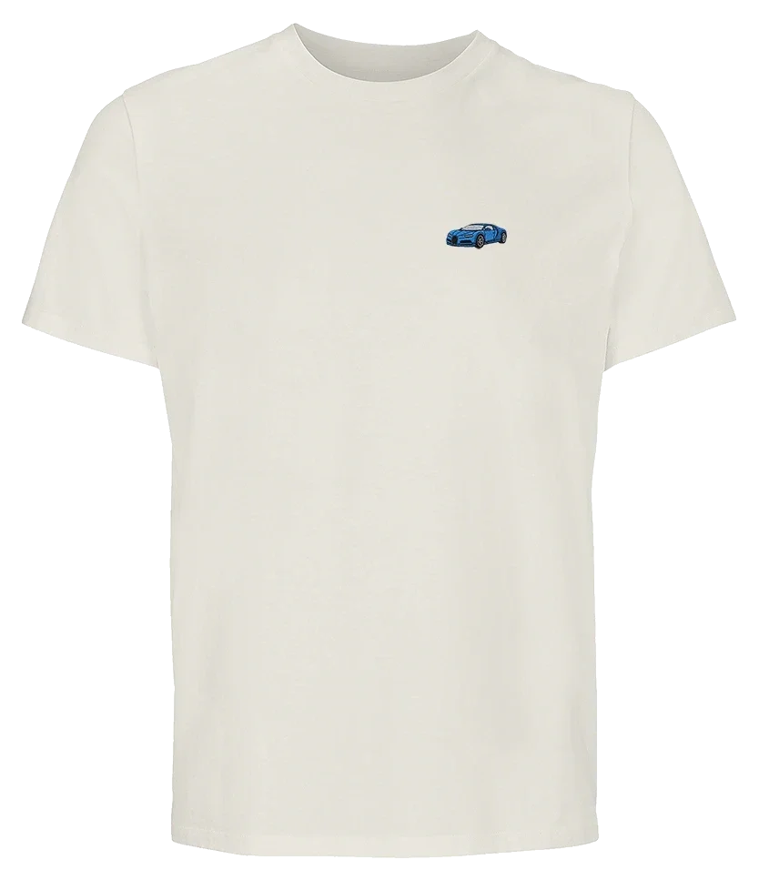 T-shirt Overcut écru à broderie Bugatti Chiron, vue de face