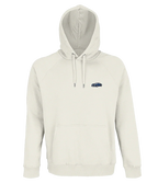 Sweat à capuche Overcut écru à broderie Bugatti Veyron, vue de face