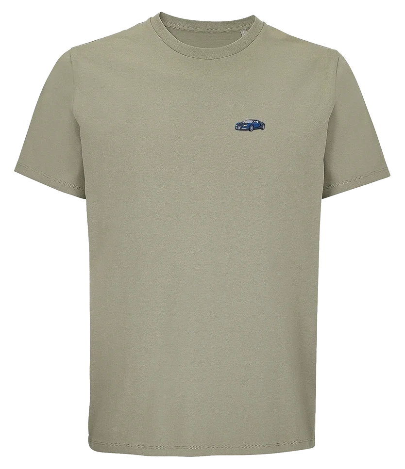 T-shirt Overcut kaki à broderie Bugatti Veyron, vue de face