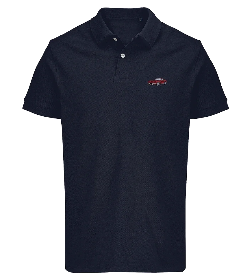 Polo Overcut French marine à broderie Chevrolet Corvette C2, vue de face