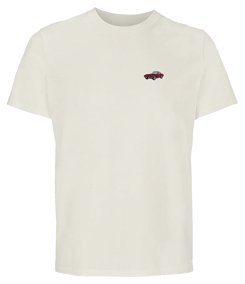 T-shirt Overcut écru à broderie Chevrolet Corvette C2, vue de face