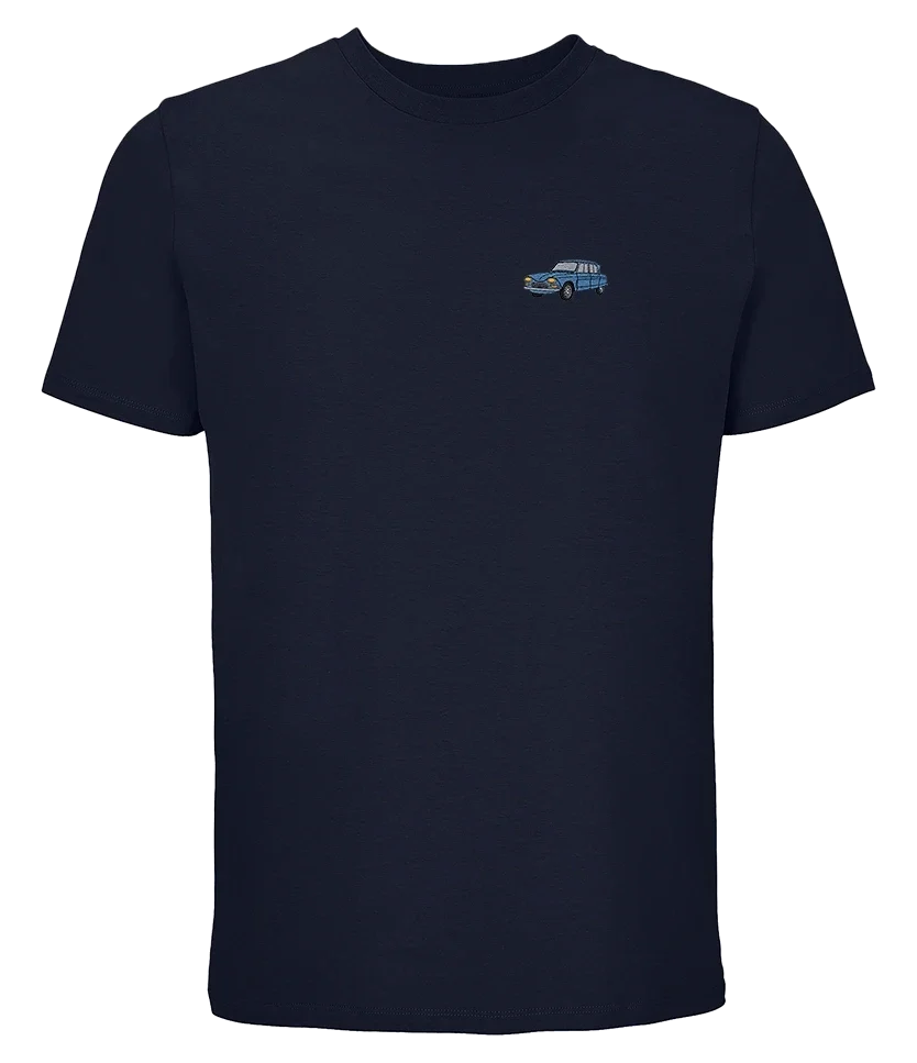 T-shirt Overcut French marine à broderie Citroën Ami 6, vue de face