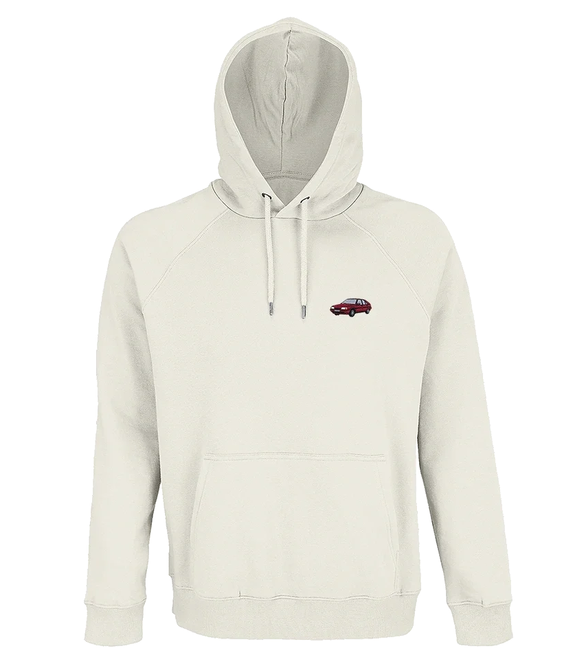 Sweat à capuche Overcut écru à broderie Citroën BX, vue de face