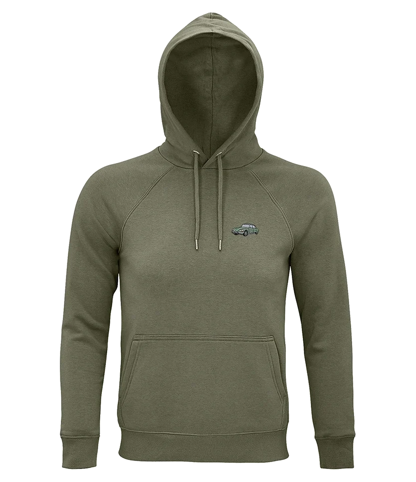 Sweat à capuche Overcut kaki à broderie Citroën DS, vue de face