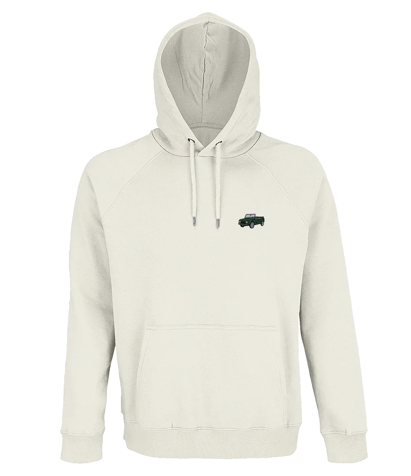Sweat à capuche Overcut écru à broderie Citroën Méhari, vue de face