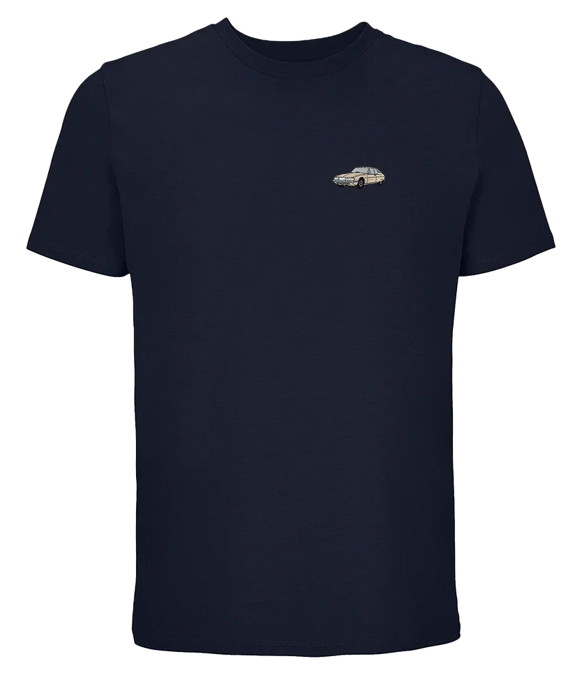 T-shirt Overcut French marine à broderie Citroën SM, vue de face