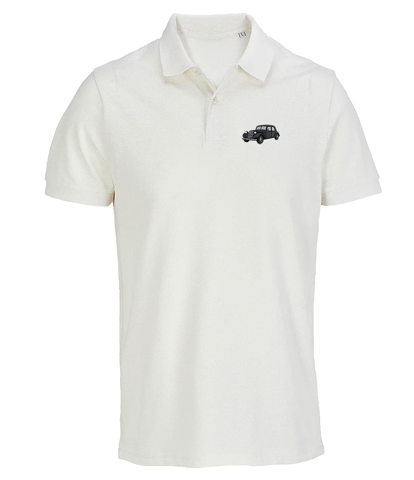 Polo Overcut écru à broderie Citroën Traction Avant, vue de face