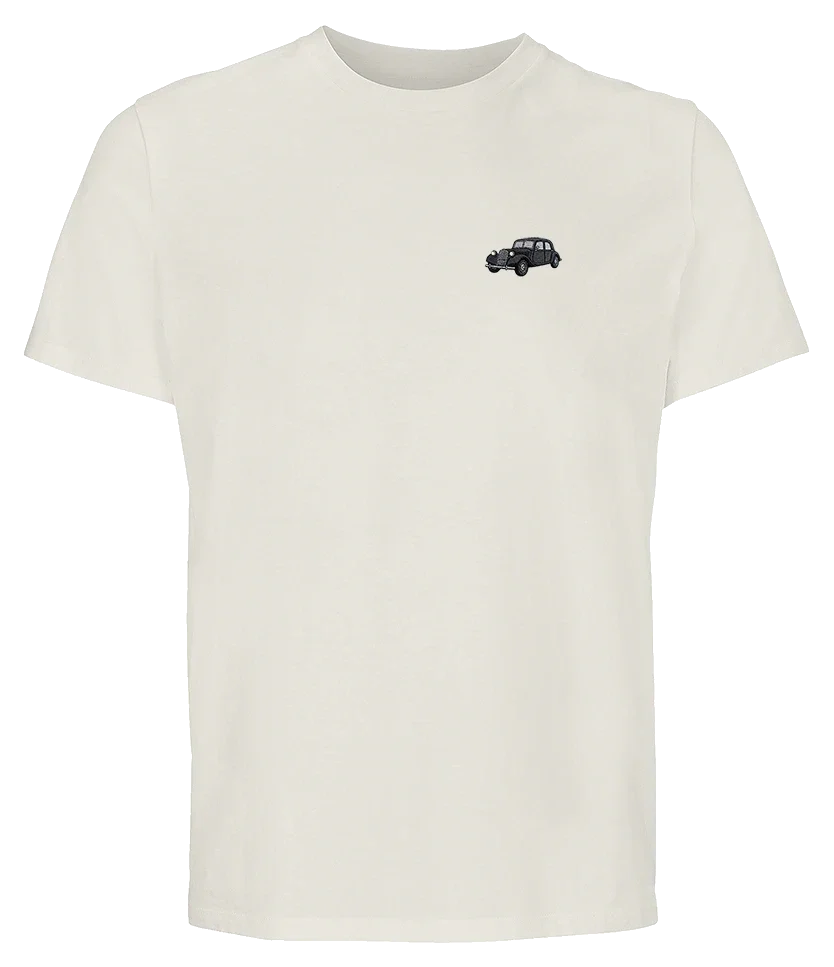 T-shirt Overcut écru à broderie Citroën Traction Avant, vue de face