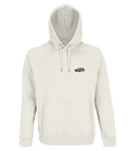 Sweat à capuche Overcut écru à broderie DeLorean DMC-12, vue de face