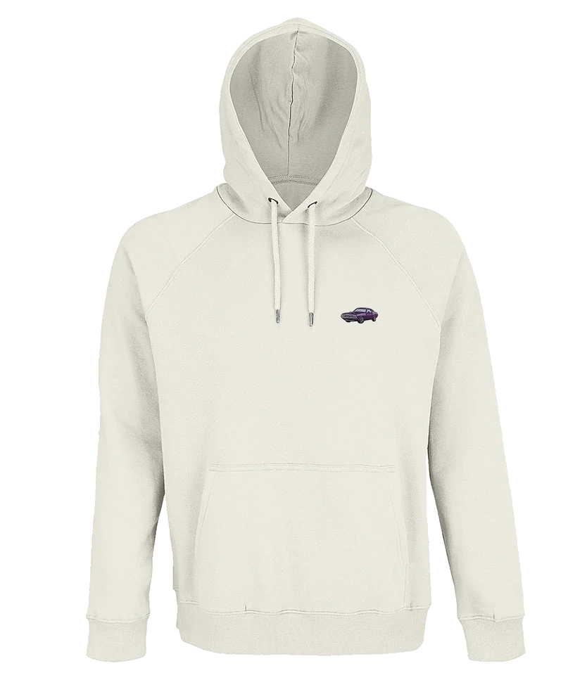 Sweat à capuche Overcut écru à broderie Dodge Challenger, vue de face