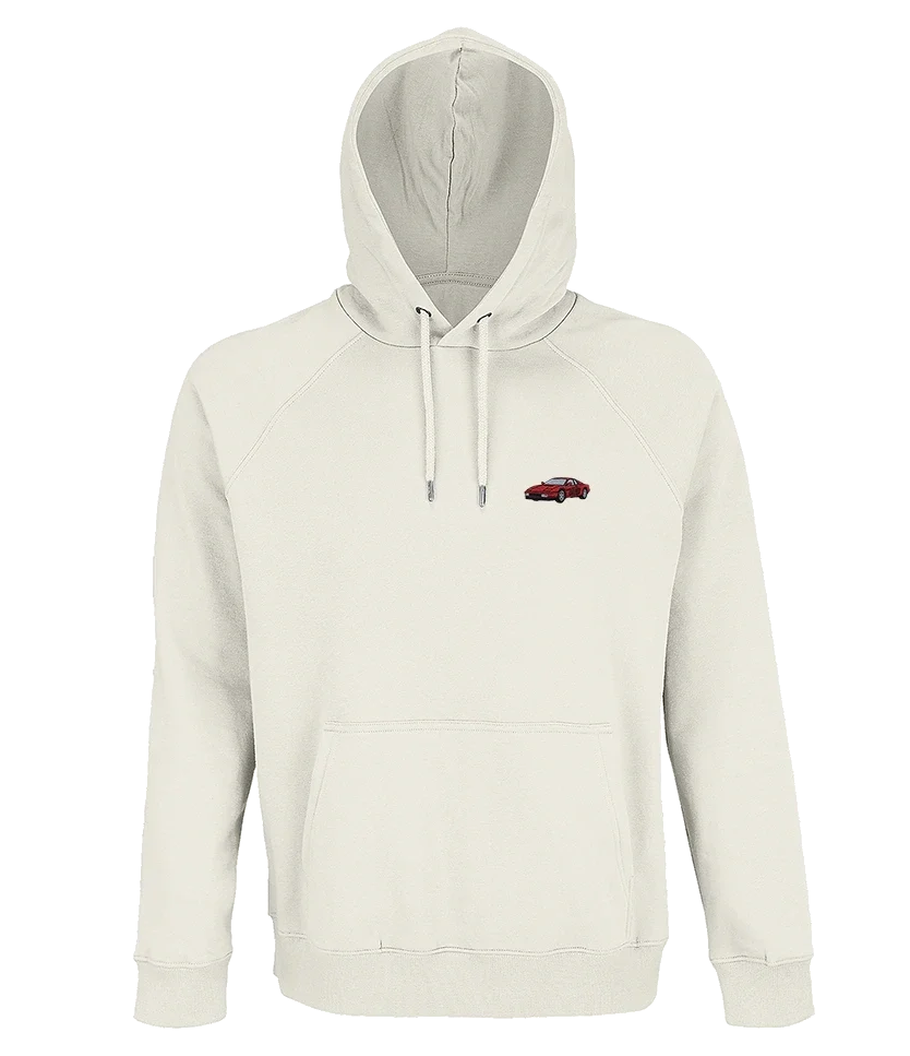 Sweat à capuche Overcut écru à broderie Ferrari Testarossa, vue de face