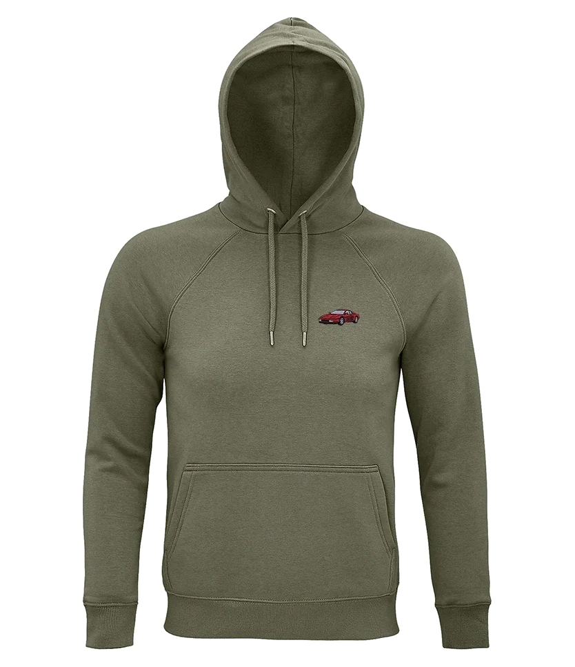 Sweat à capuche Overcut kaki à broderie Ferrari Testarossa, vue de face