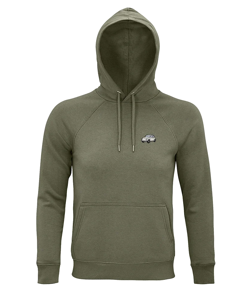 Sweat à capuche Overcut kaki à broderie Fiat 500, vue de face