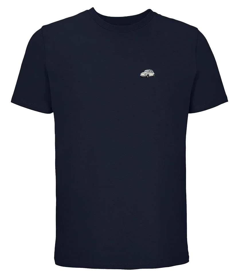 T-shirt Overcut French marine à broderie Fiat 500, vue de face