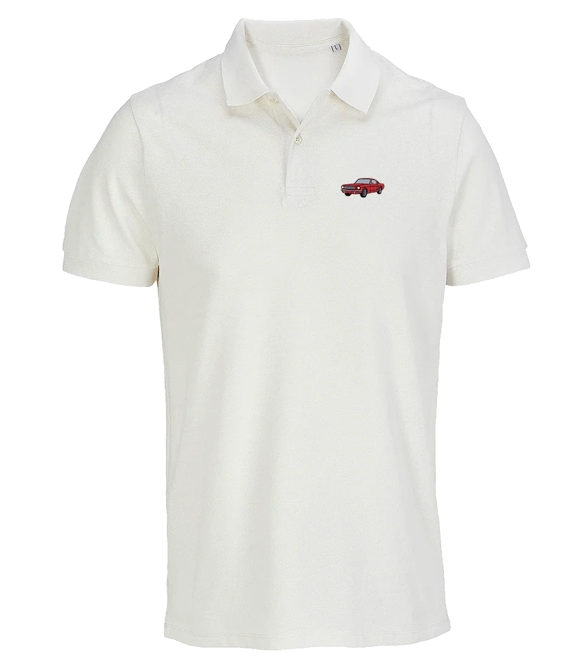 Polo Overcut écru à broderie Ford Mustang 1965, vue de face