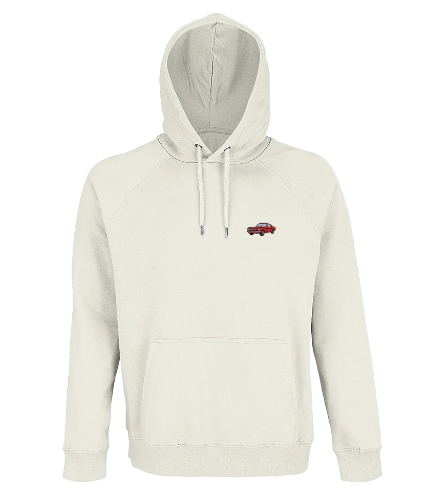 Sweat à capuche Overcut écru à broderie Ford Mustang 1965, vue de face