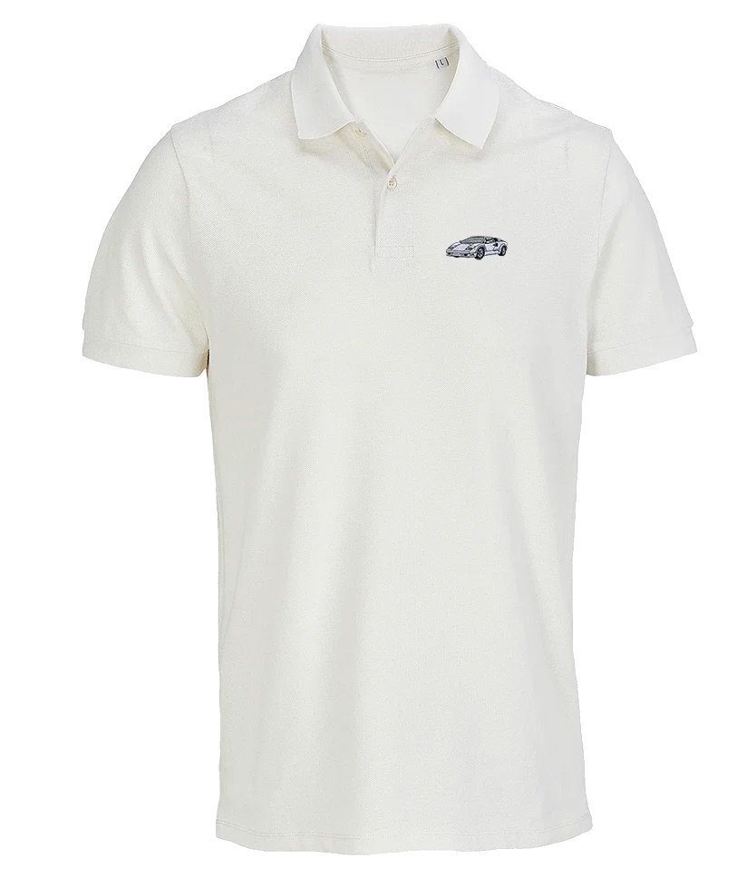 Polo Overcut écru à broderie Lamborghini Countach, vue de face