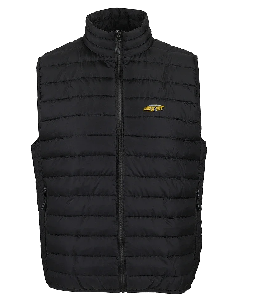 Doudoune sans manche Overcut noire à broderie Lamborghini Diablo, vue de face