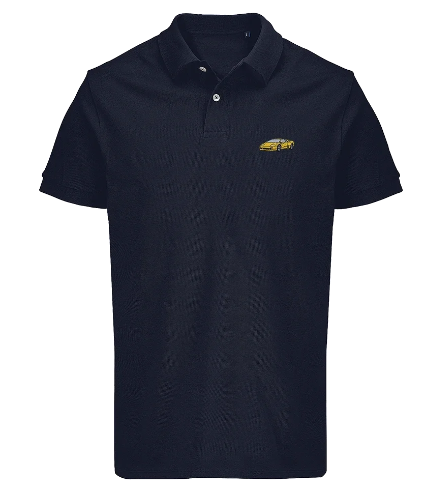 Polo Overcut French marine à broderie Lamborghini Diablo, vue de face
