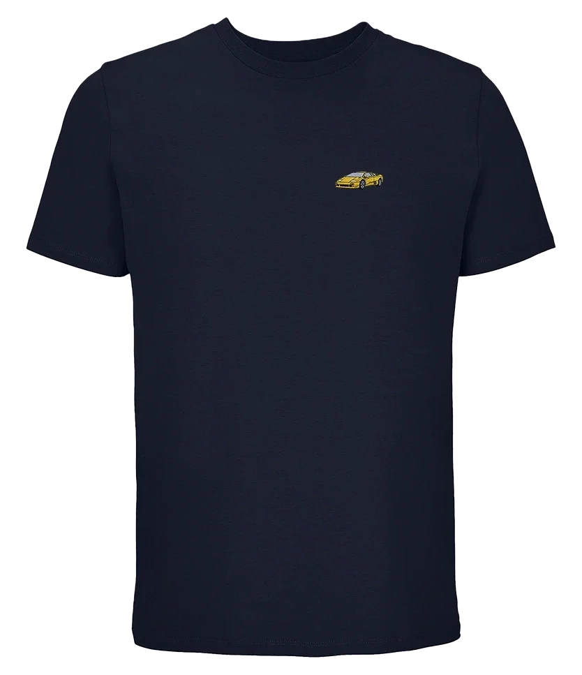 T-shirt Overcut French marine à broderie Lamborghini Diablo, vue de face