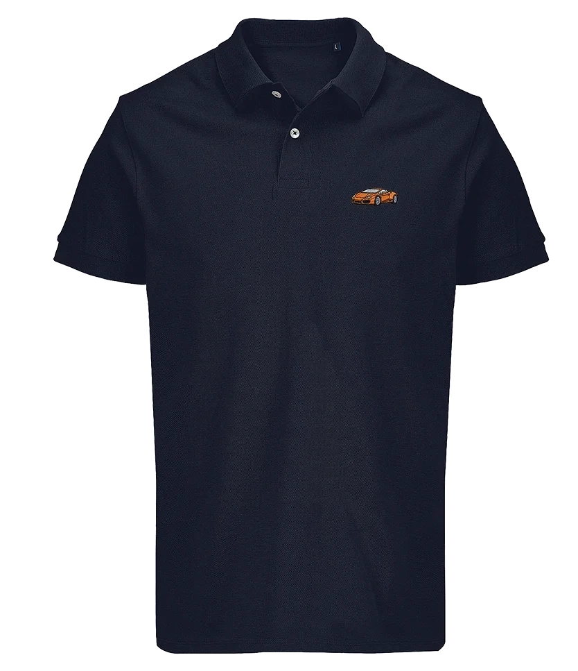 Polo Overcut French marine à broderie Lamborghini Huracán, vue de face