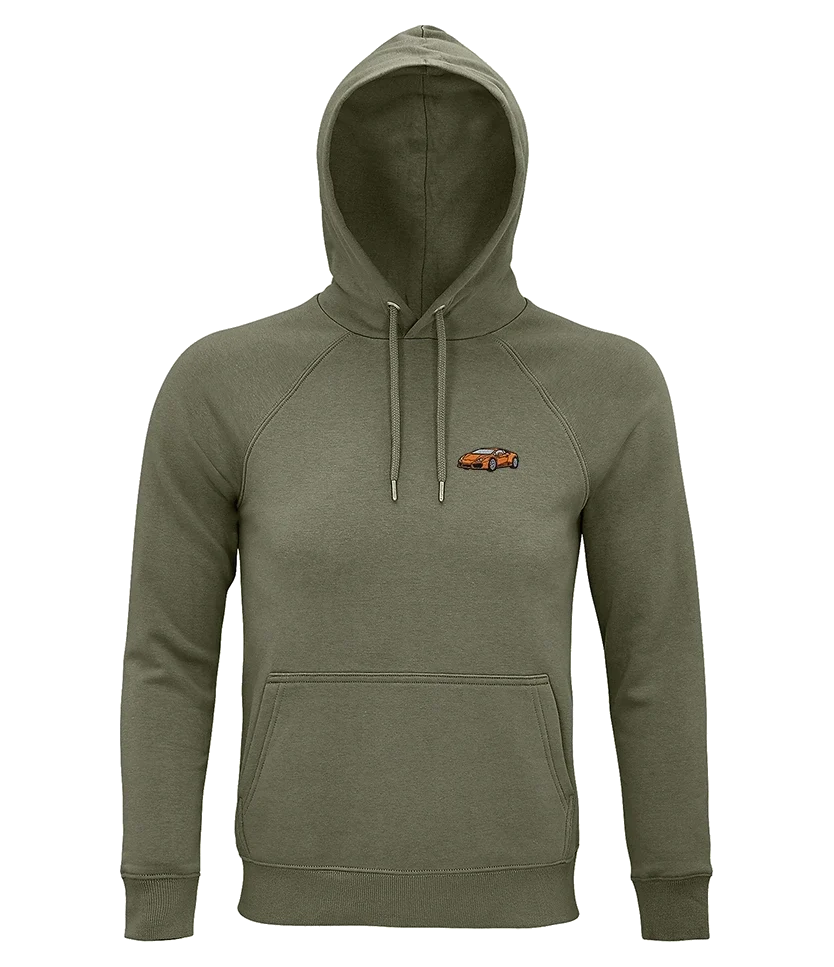 Sweat à capuche Overcut kaki à broderie Lamborghini Huracán, vue de face