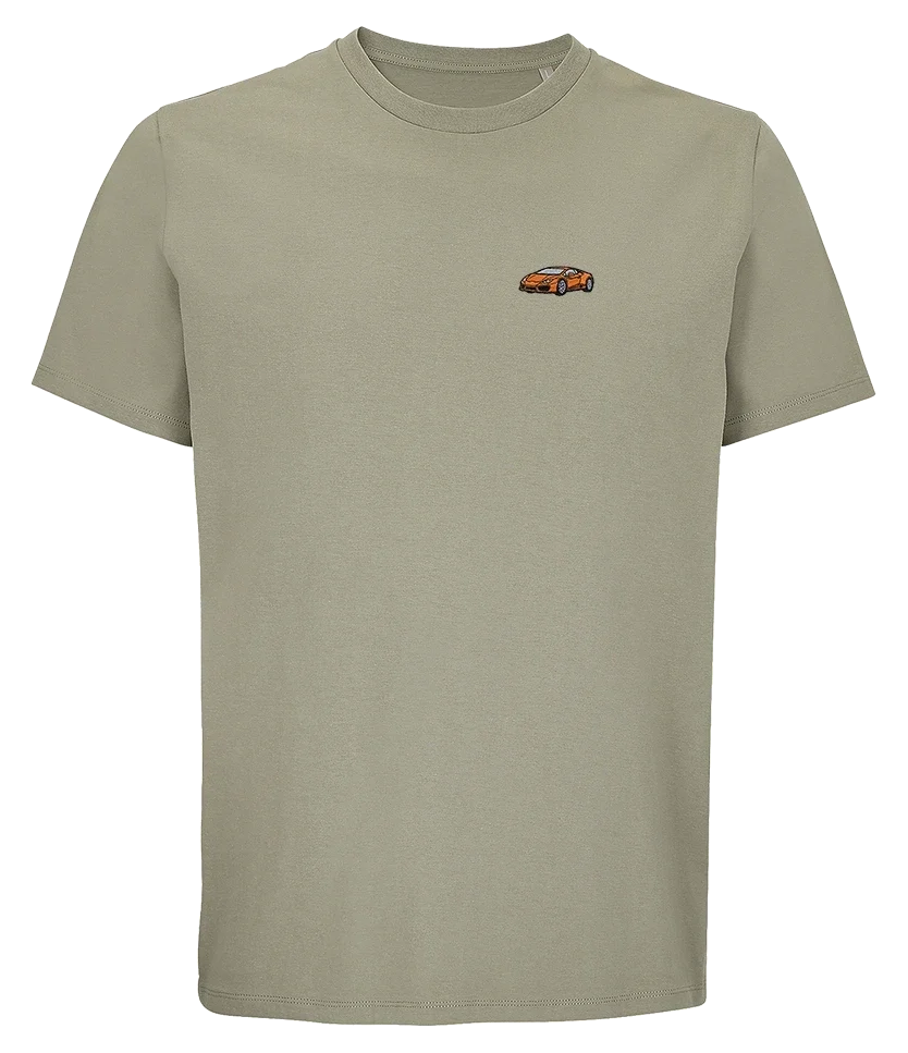 T-shirt Overcut kaki à broderie Lamborghini Huracán, vue de face