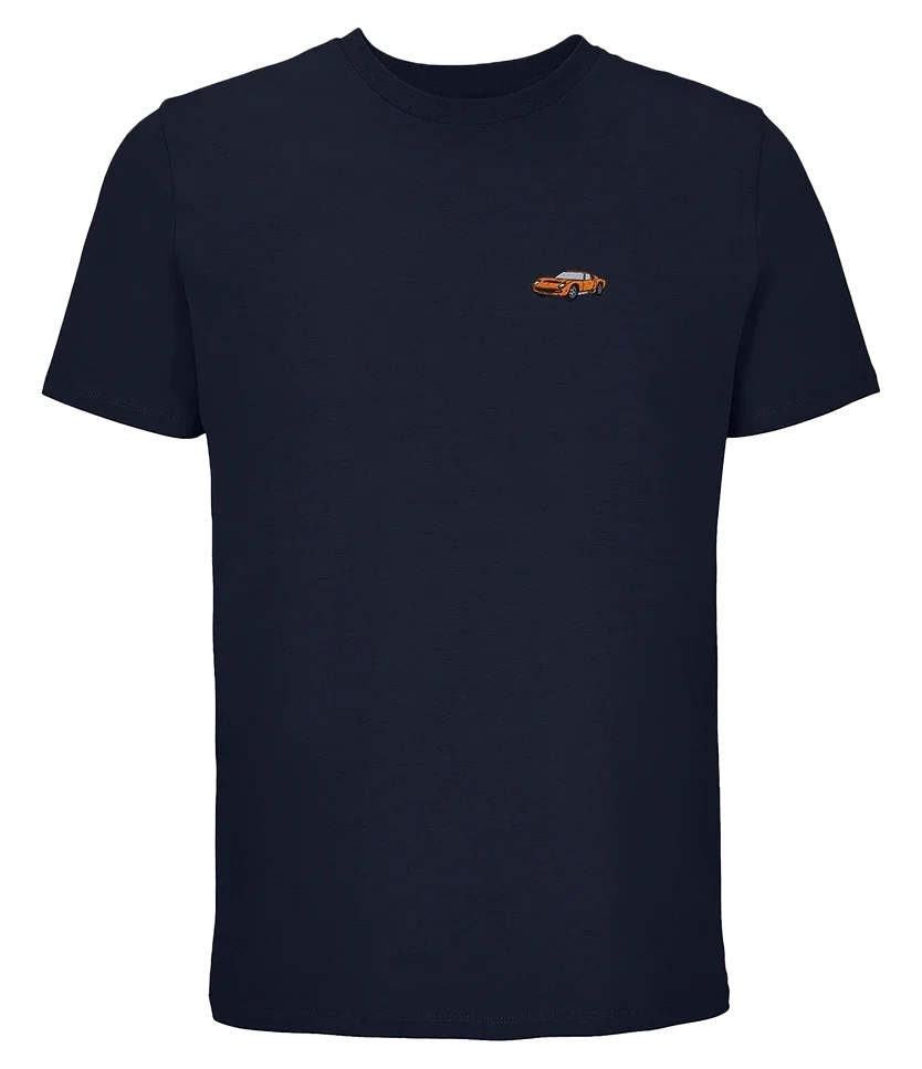 T-shirt Overcut French marine à broderie Lamborghini Miura, vue de face