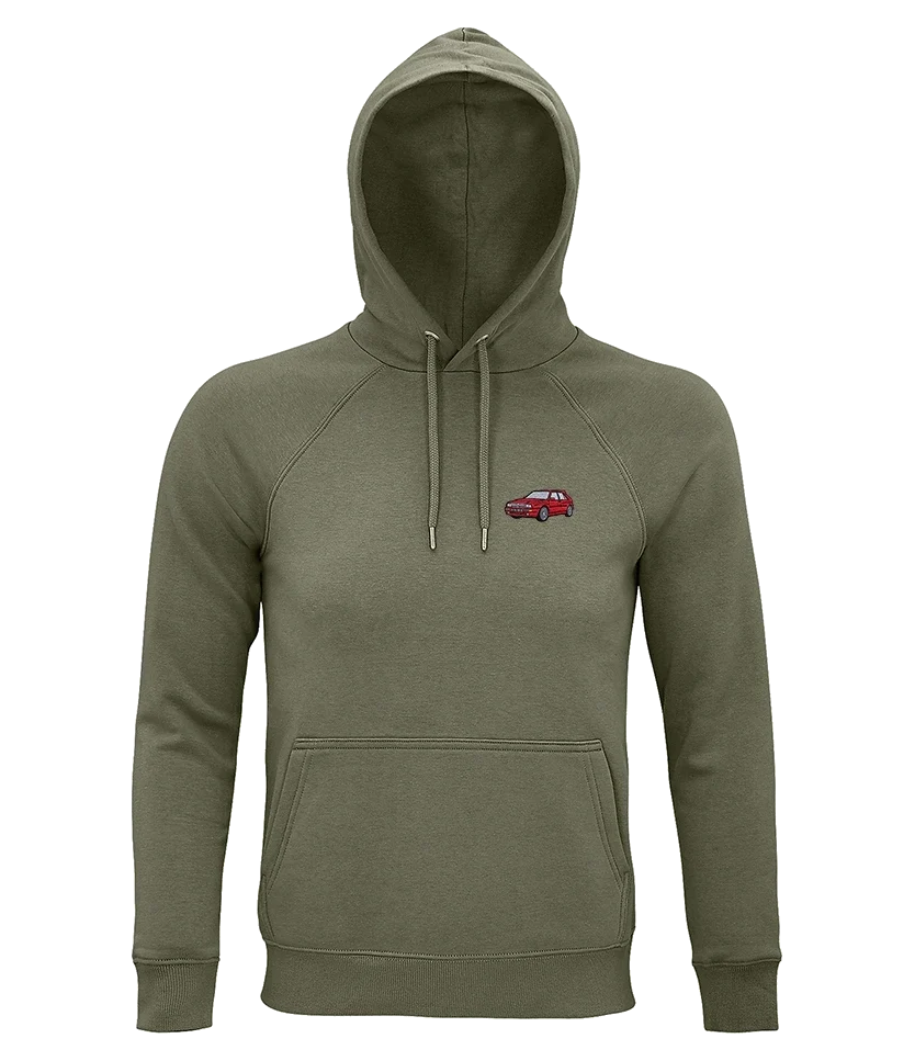 Sweat à capuche Overcut kaki à broderie Lancia Delta Integrale, vue de face
