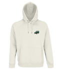 Sweat à capuche Overcut écru à broderie Land Rover Series I, vue de face
