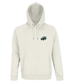 Sweat à capuche Overcut écru à broderie Land Rover Series I, vue de face