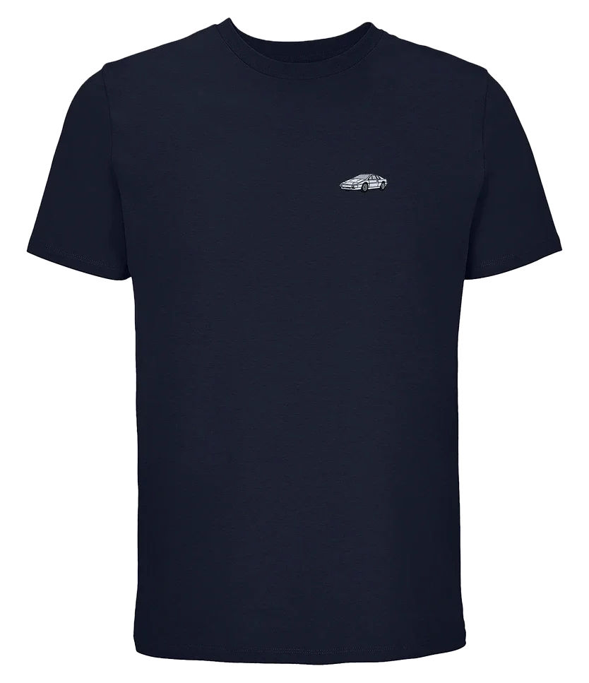 T-shirt Overcut French marine à broderie Lotus Esprit, vue de face