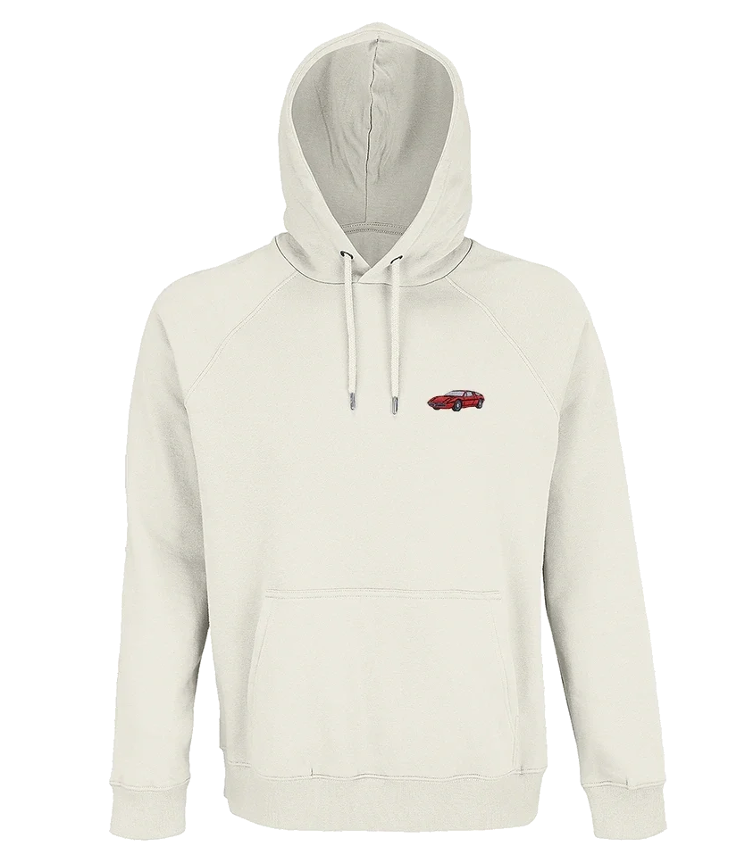 Sweat à capuche Overcut écru à broderie Maserati Bora, vue de face