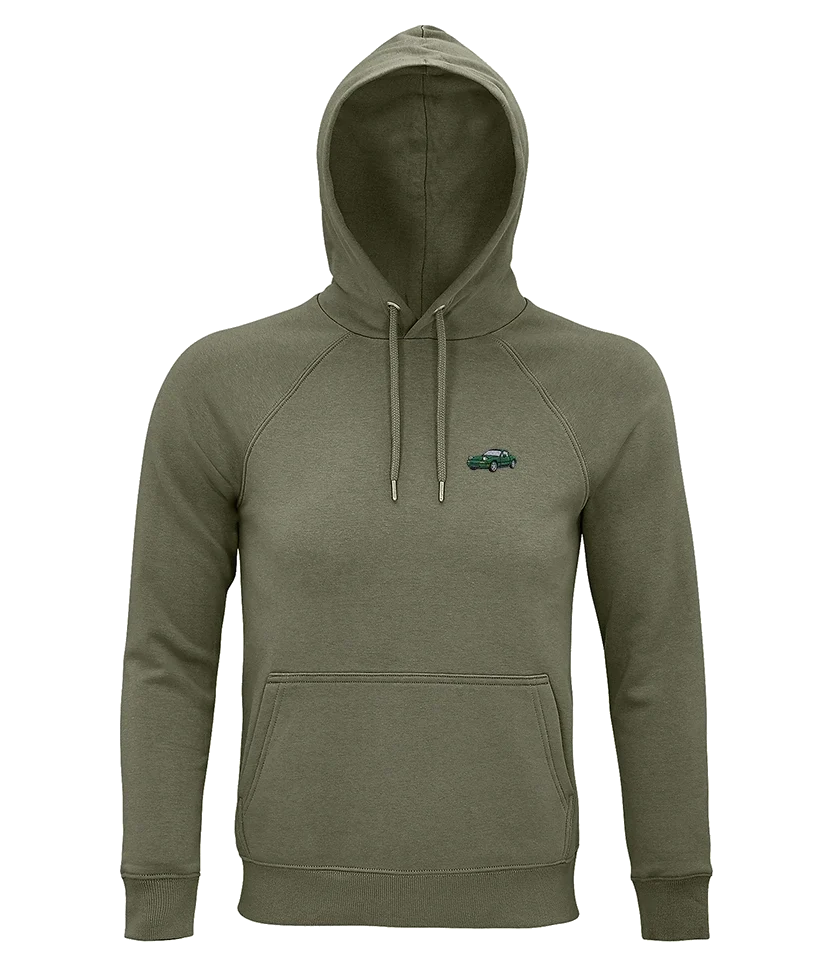 Sweat à capuche Overcut kaki à broderie Mazda MX-5, vue de face