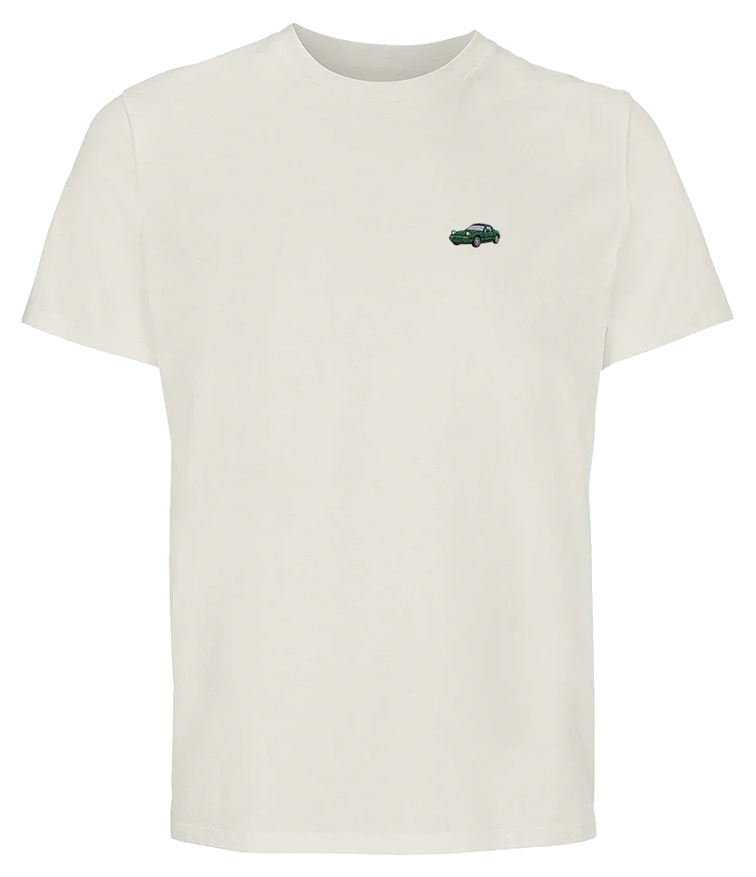 T-shirt Overcut écru à broderie Mazda MX-5, vue de face