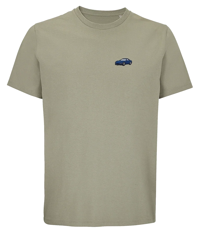 T-shirt Overcut kaki à broderie Mazda RX-7, vue de face