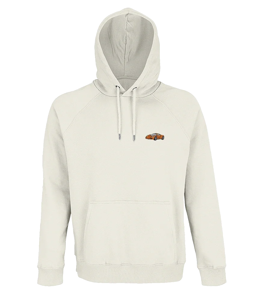 Sweat à capuche Overcut écru à broderie McLaren F1, vue de face