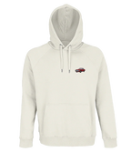 Sweat à capuche Overcut écru à broderie Mercedes SL R107, vue de face