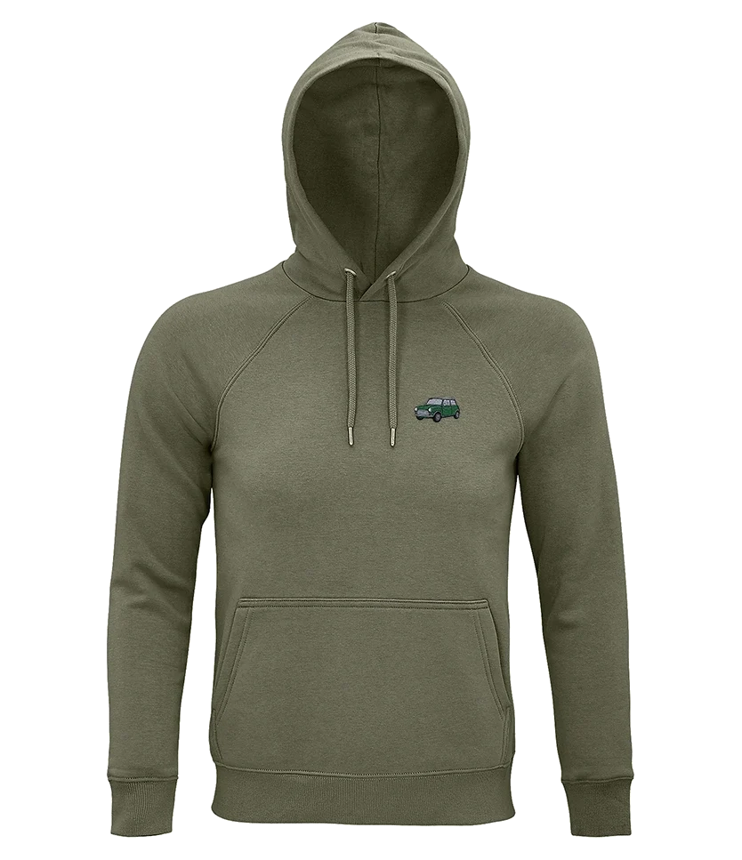 Sweat à capuche Overcut kaki à broderie Mini Cooper, vue de face