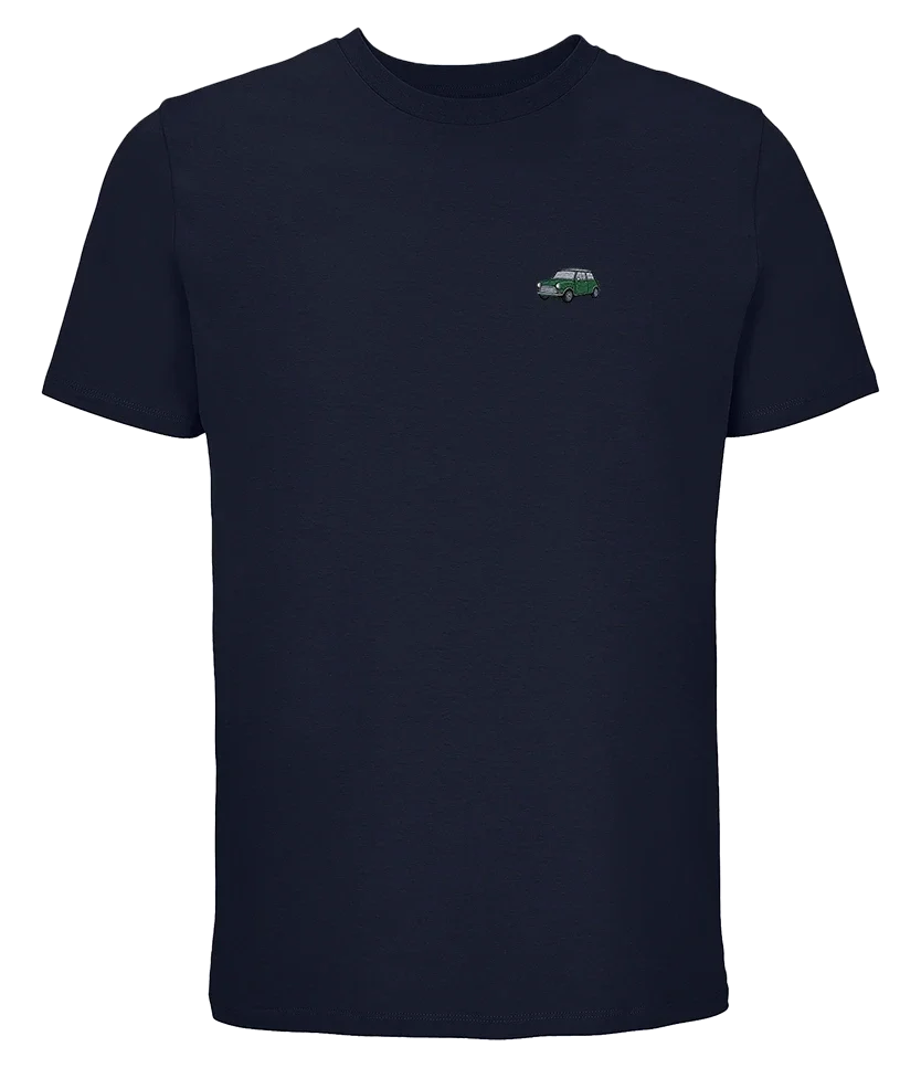 T-shirt Overcut French marine à broderie Mini Cooper, vue de face