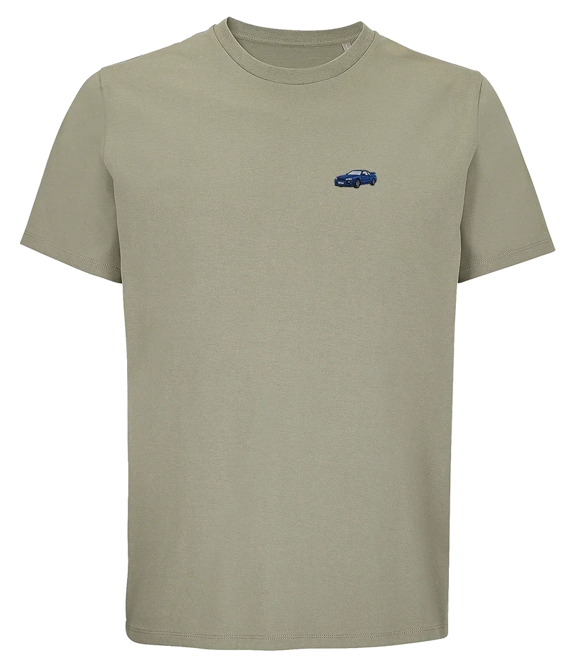 T-shirt Overcut kaki à broderie Nissan Skyline GT-R R34, vue de face